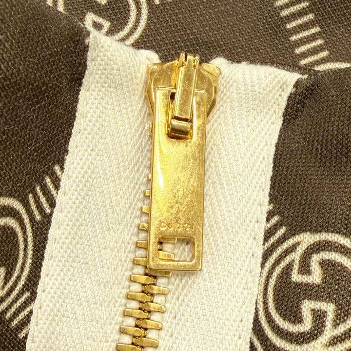 未使用品★GUCCI グッチ 2022年製 678689 インターロッキングG 総柄 ウェブライン ワンピース ブラウン S イタリア製 正規品 レディース