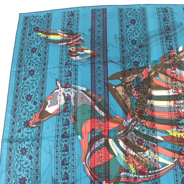極美品★HERMES エルメス カレ140 LE PEGASE D HERMES エルメスのペガサス シルク100％ カレジェアン スカーフ マルチ 箱付 フランス製