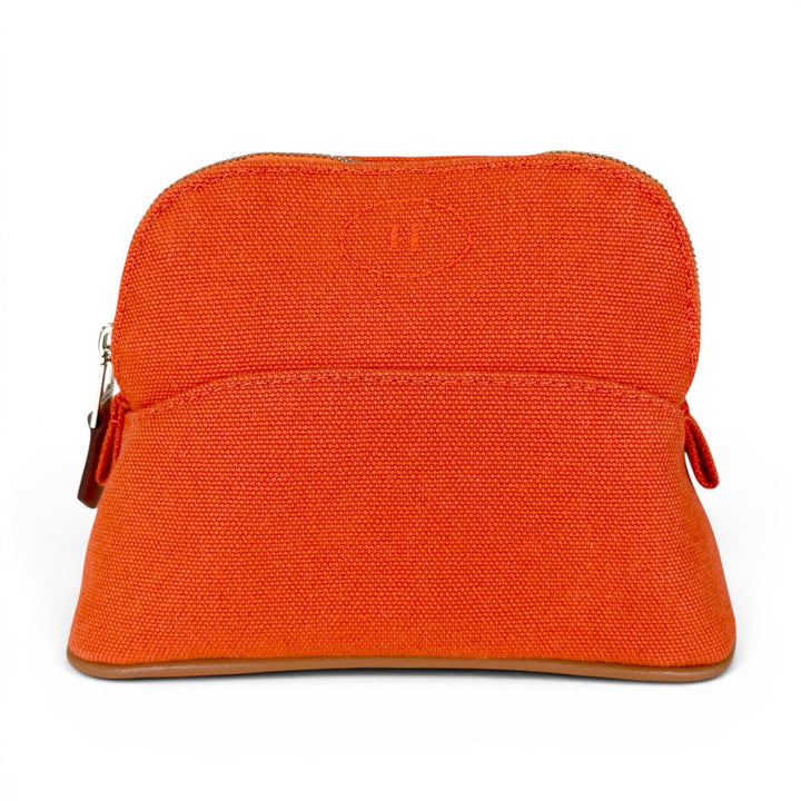 極美品▲HERMES エルメス ボリード ポーチ ミニミニ トワルアッシュ トワルH コスメ トラベルケース オレンジ フランス製 レディース