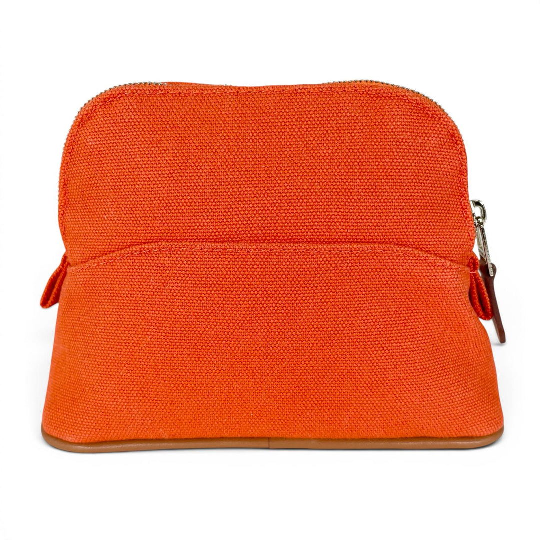 極美品▲HERMES エルメス ボリード ポーチ ミニミニ トワルアッシュ トワルH コスメ トラベルケース オレンジ フランス製 レディース