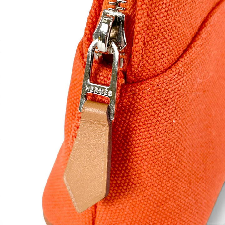 極美品▲HERMES エルメス ボリード ポーチ ミニミニ トワルアッシュ トワルH コスメ トラベルケース オレンジ フランス製 レディース