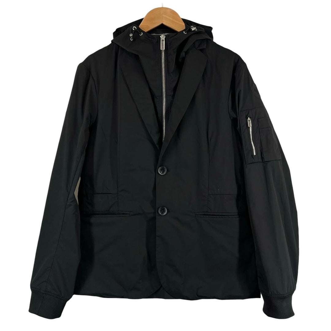 極美品▲EMPORIO ARMANI エンポリオ アルマーニ 3Y1G07 黒タグ ロゴボタン 3WAY ジャケット ベスト ブラック S 正規品 メンズ