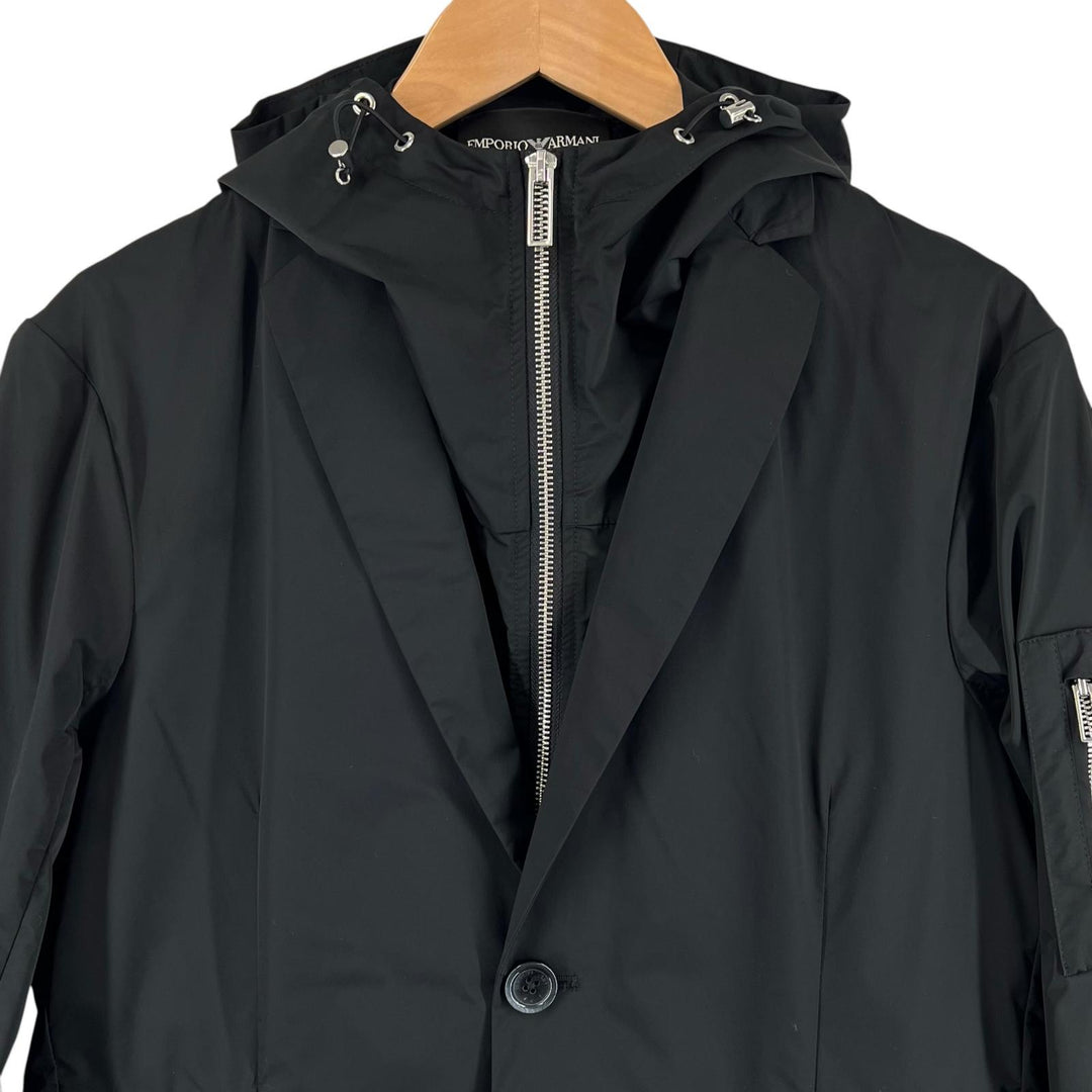極美品▲EMPORIO ARMANI エンポリオ アルマーニ 3Y1G07 黒タグ ロゴボタン 3WAY ジャケット ベスト ブラック S 正規品 メンズ