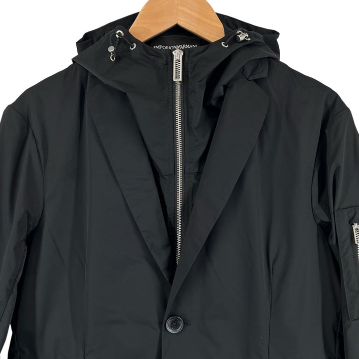 極美品▲EMPORIO ARMANI エンポリオ アルマーニ 3Y1G07 黒タグ ロゴボタン 3WAY ジャケット ベスト ブラック S 正規品 メンズ