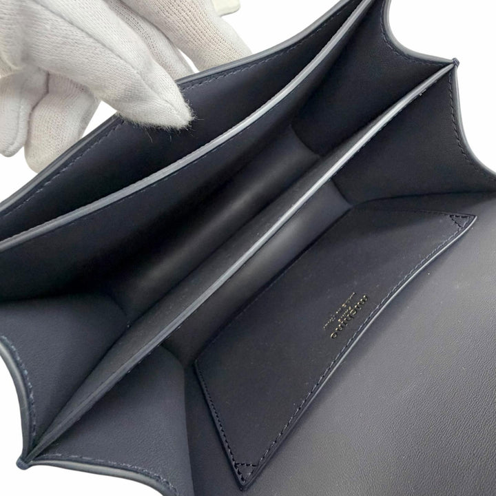 極美品△michino PARIS ミチノ パリ B139 エリゼ カーフレザー フラップバッグ ショルダーバッグ ネイビー 伊製 保存袋付き 定価229000円