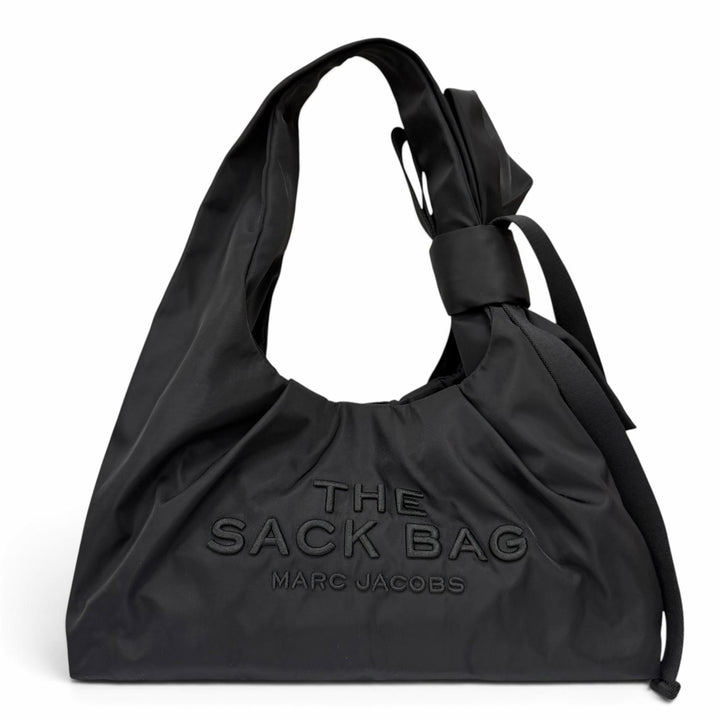 極美品☆MARC JACOBS マークジェイコブス THE BOW NYLON SACK BAG ザ ボウ リボンデザイン ハンドバッグ ブラック レディース