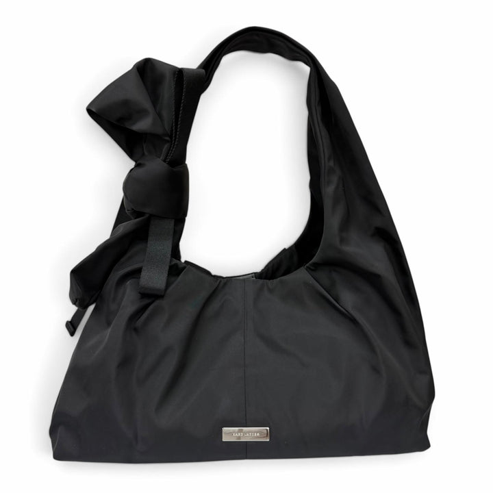 極美品☆MARC JACOBS マークジェイコブス THE BOW NYLON SACK BAG ザ ボウ リボンデザイン ハンドバッグ ブラック レディース