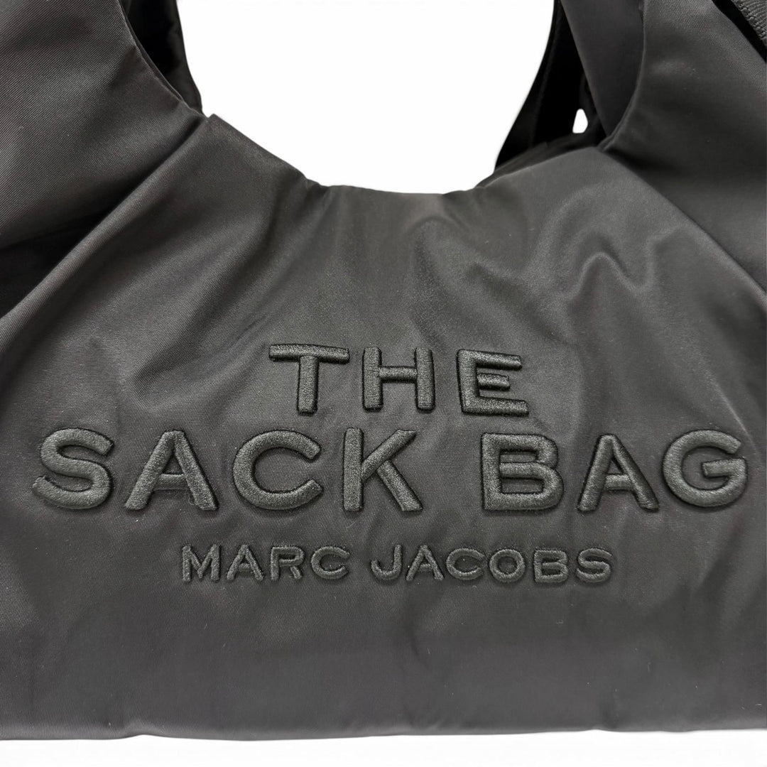 極美品☆MARC JACOBS マークジェイコブス THE BOW NYLON SACK BAG ザ ボウ リボンデザイン ハンドバッグ ブラック レディース