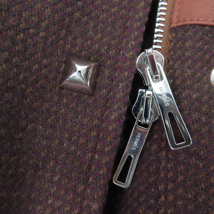 極美品☆HERMES エルメス カシミヤ混 ランウェイ着用 メドールボタン ベルト付 パネル中綿入りコート ブラウン 38 正規品 定価1221000円