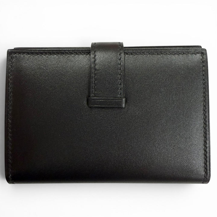 美品☆HERMES エルメス ベアンミニ ボックスカーフ シルバー金具 カードケース 名刺入れ ブラック Z刻印 フランス製 レディース 箱付き