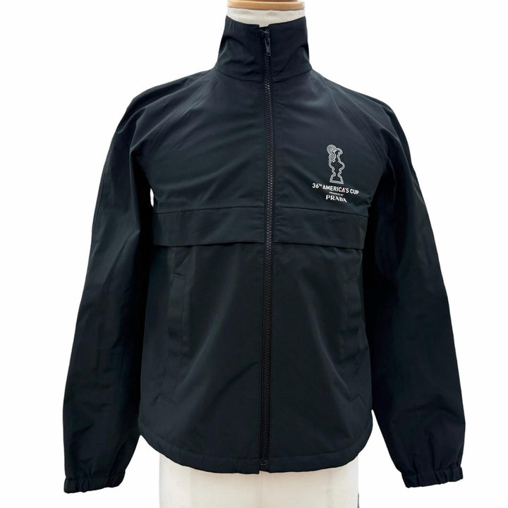 美品□PRADA プラダ 36thアメリカズカップ ロゴプリント スタンドカラー ブルゾンジャケット ウィンドブレーカー ブラック XS 正規品