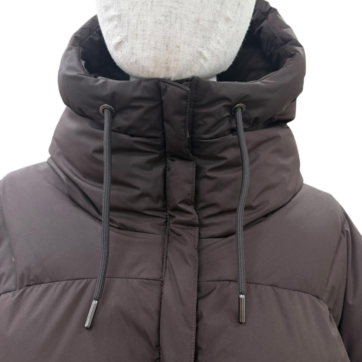 美品☆Pyrenex ピレネックス HARMONIE 2 ロゴワッペン・フード付 ZIP UP ダウンコート ダウンジャケット ブラウン 40 正規品 レディース
