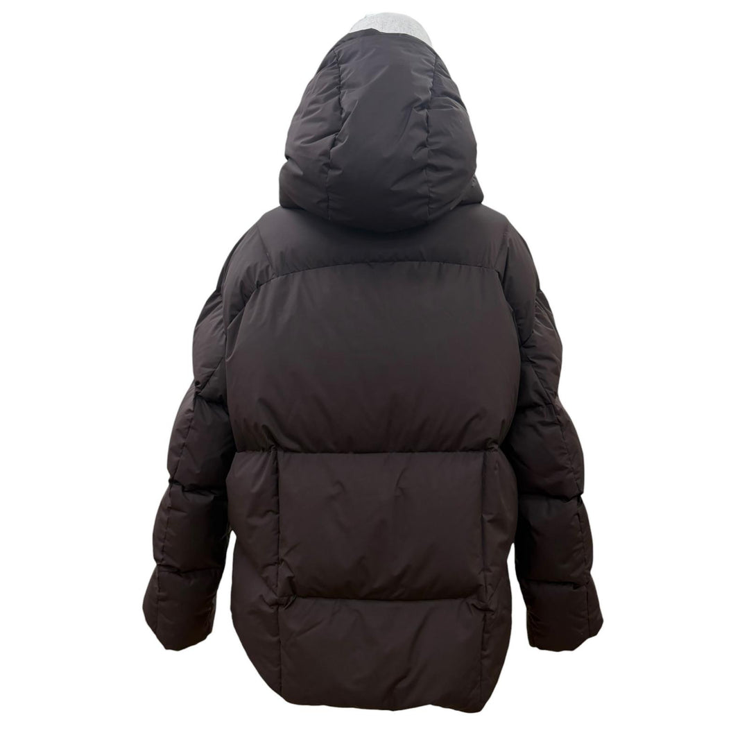 美品☆Pyrenex ピレネックス HARMONIE 2 ロゴワッペン・フード付 ZIP UP ダウンコート ダウンジャケット ブラウン 40 正規品 レディース