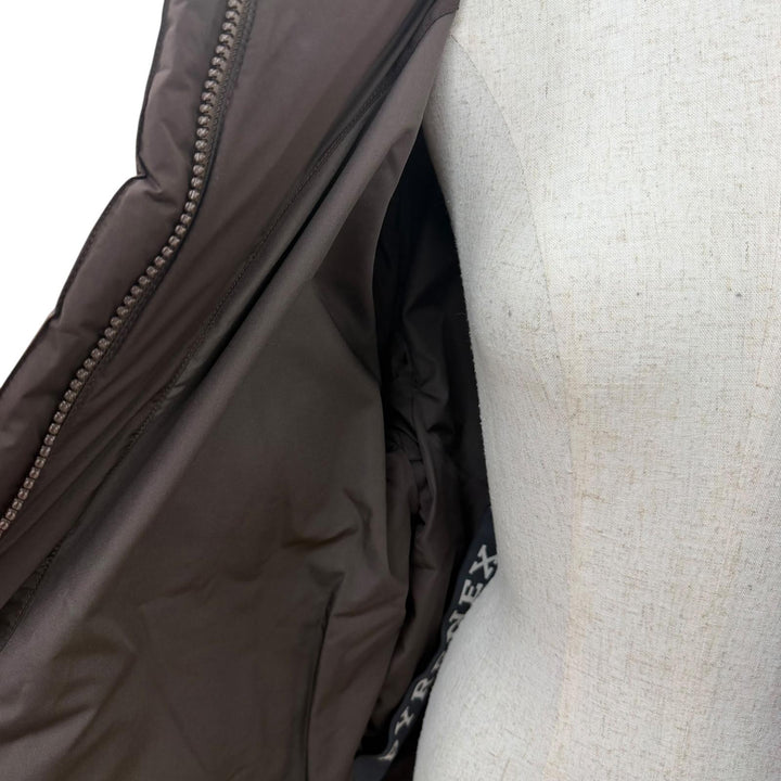 美品☆Pyrenex ピレネックス HARMONIE 2 ロゴワッペン・フード付 ZIP UP ダウンコート ダウンジャケット ブラウン 40 正規品 レディース