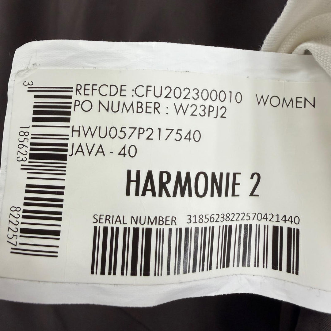 美品☆Pyrenex ピレネックス HARMONIE 2 ロゴワッペン・フード付 ZIP UP ダウンコート ダウンジャケット ブラウン 40 正規品 レディース