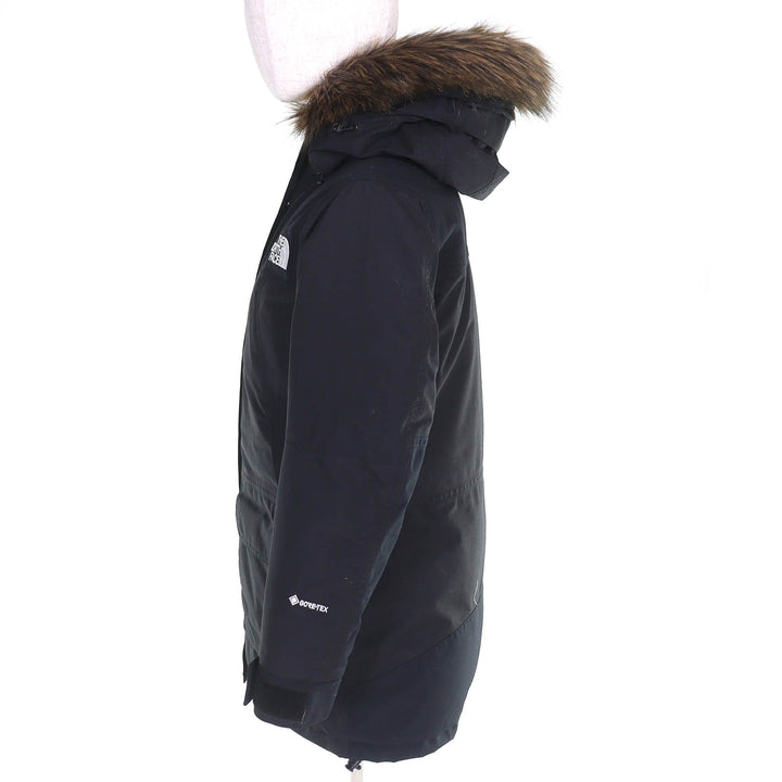 美品△THE NORTH FACE ザ・ノースフェイス NDW91935 Moutain Down Coat マウンテンダウンコート ゴアテックス ロゴ ブラック S 正規品