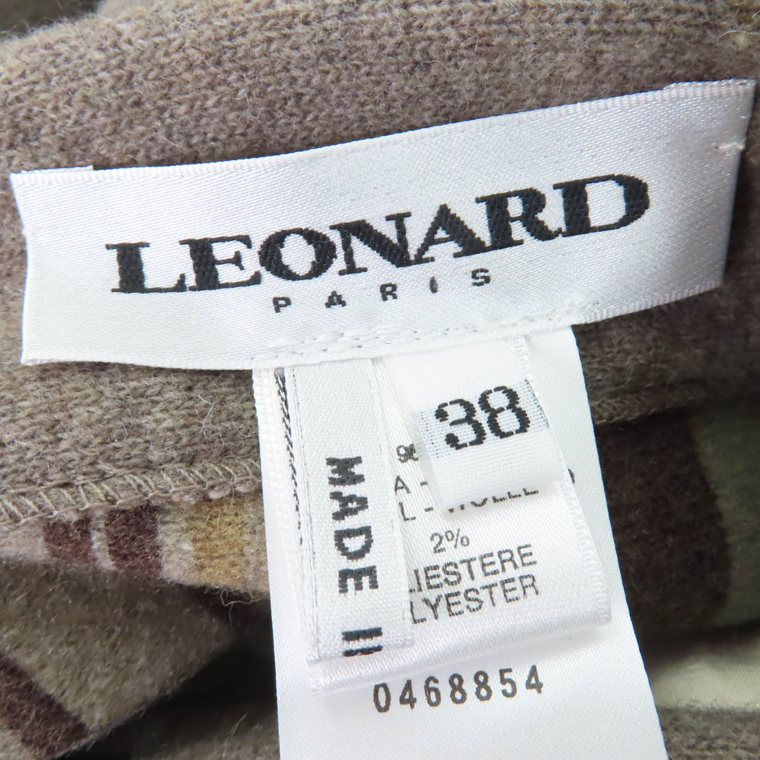 極美品☆LEONARD レオナール 0468854 ウール 花柄デザイン リバーシブル コート マルチカラー 38 イタリア製 正規品 レディース