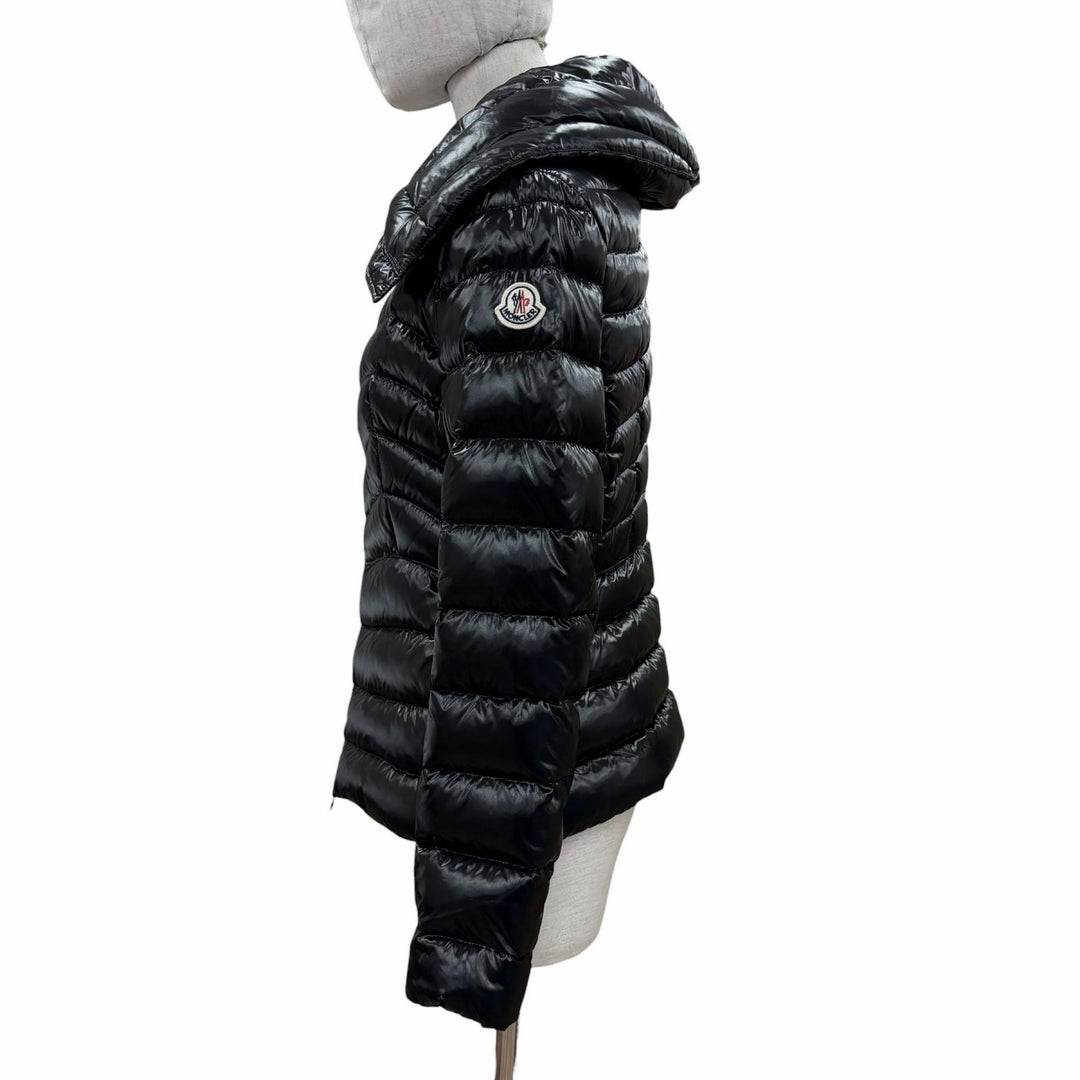 美品◇MONCLER モンクレール 2019年製 E20934591805 AULINE ダブルジップ ロゴワッペン ダウンジャケット ブラック 0 正規品 レディース