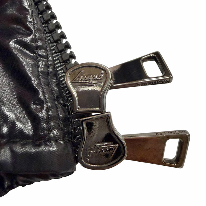 美品◇MONCLER モンクレール 2019年製 E20934591805 AULINE ダブルジップ ロゴワッペン ダウンジャケット ブラック 0 正規品 レディース