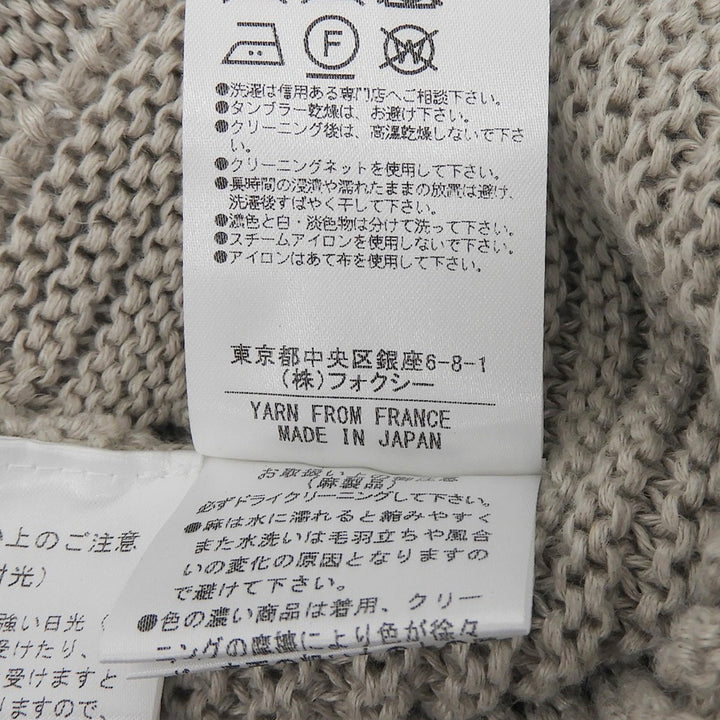 極美品▲FOXEY フォクシー 40834-KSJOA412H リネン100％ ロゴ金具付き バケーションボレロ ニットボレロ F 日本製 正規品 レディース