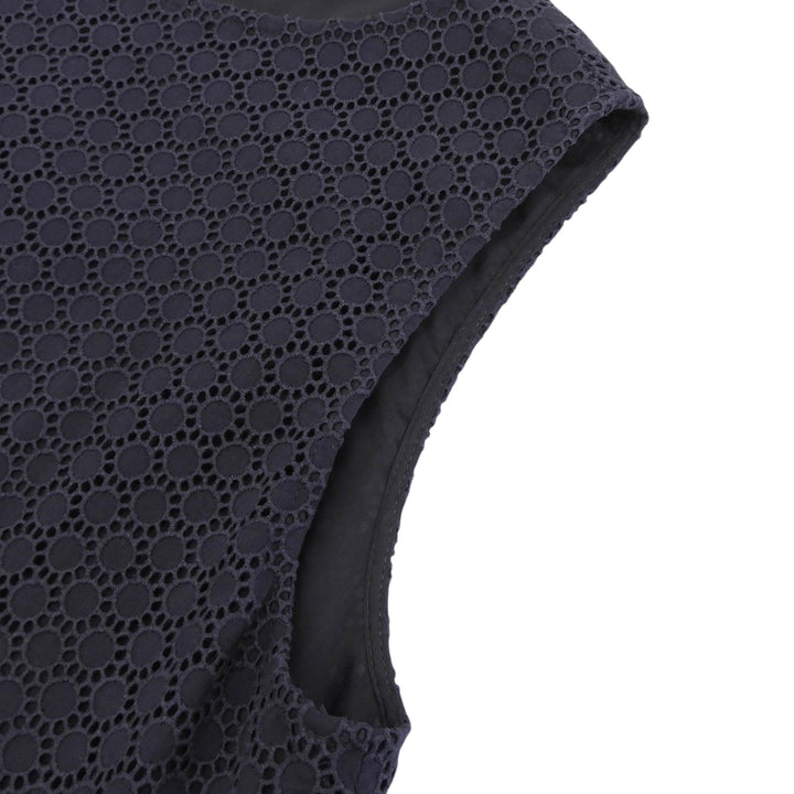 極美品▲FOXEY フォクシー 43374-S00X603K コットン100％ アイレットレース刺繡 ノースリーブ ワンピース 40 日本製 正規品 レディース
