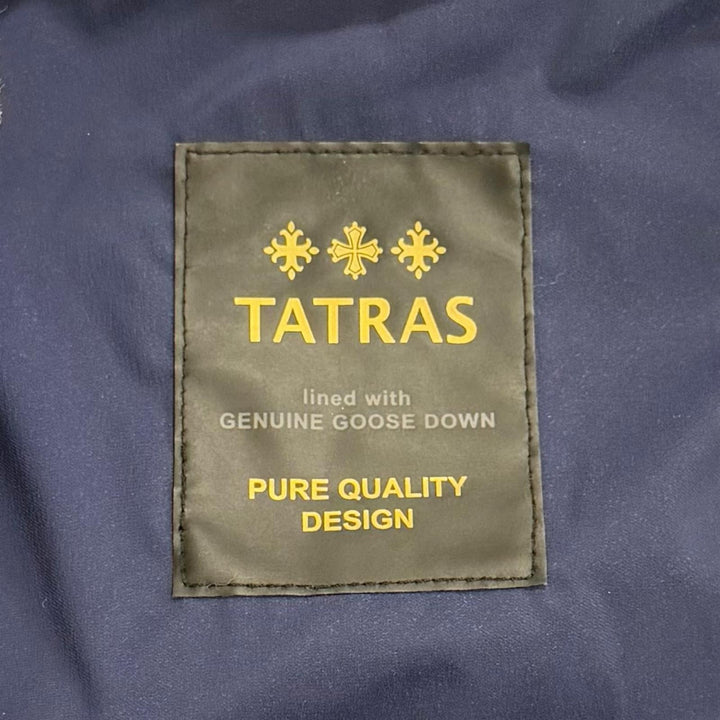 美品△TATRAS タトラス LTA17A4487 AGOGNA アゴーニャ ベルト付き ロゴワッペン ショールカラー ダウンコート ネイビー 02 正規品