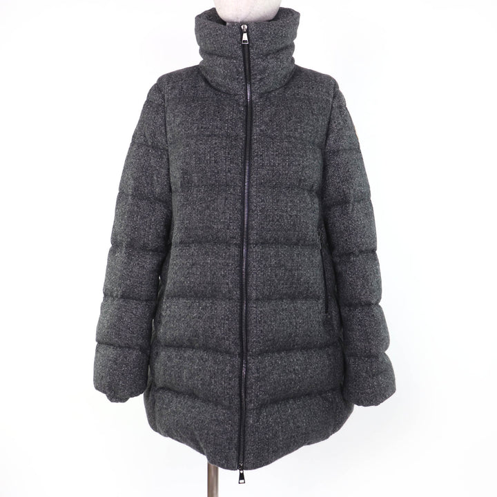 極美品☆MONCLER モンクレール 22-23AW H20931B00003 TORCON ウール カシミヤ ロゴワッペン付 ダウンコート グレー 3 正規品 レディース