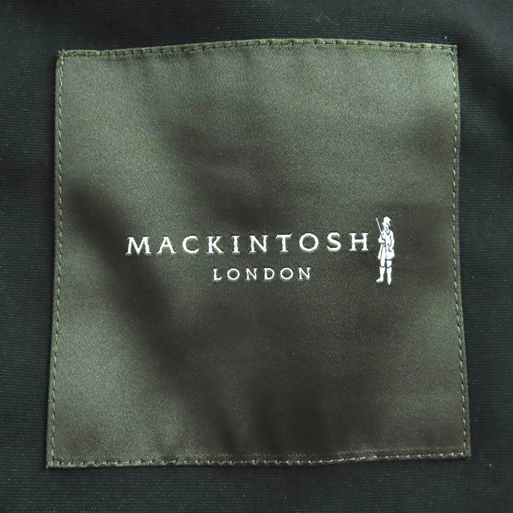 美品△Mackintosh マッキントッシュ G5F85-292-09 ロゴレザーワッペン エコファー フード付 ダウンコート ブラック 40 正規品 レディース