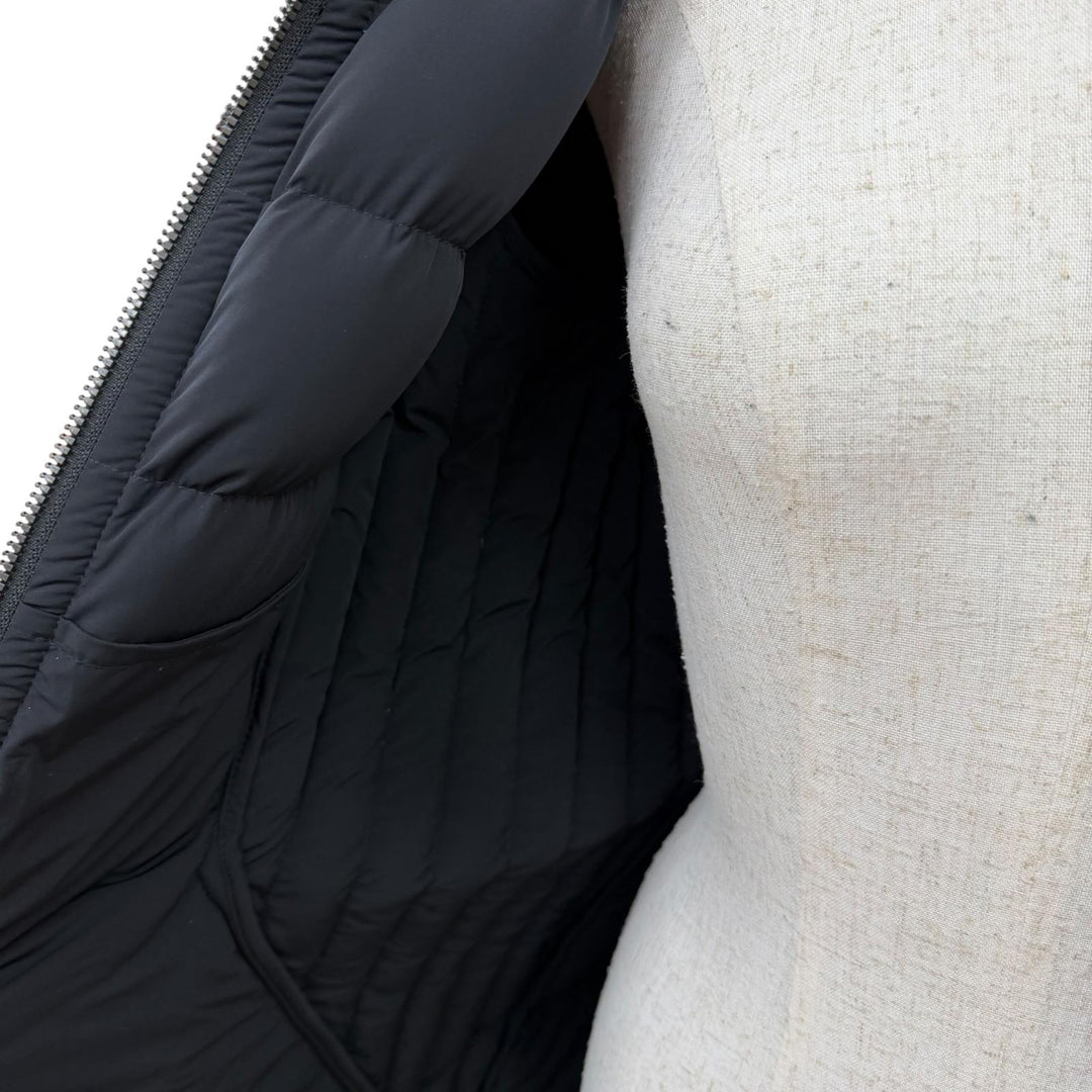 美品☆MACKAGE マッカージュ 11332660-3A FARREN レザー使い フード付 ZIP UP ダウンコート ブラック XS 正規品 レディース ガーメント付