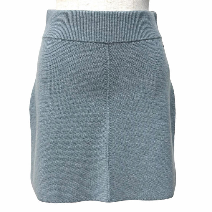 未使用品★HERMES エルメス 22AW 2H2300D1 カシミヤ100％ セリエ金具付き 台形 ニット スカート ブルー 38 英国製 正規品 レディース