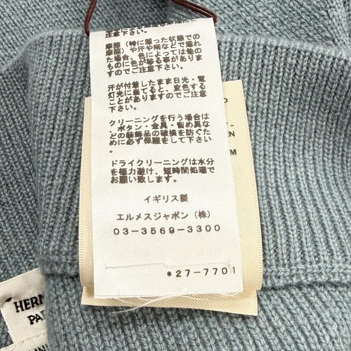 未使用品★HERMES エルメス 22AW 2H2300D1 カシミヤ100％ セリエ金具付き 台形 ニット スカート ブルー 38 英国製 正規品 レディース