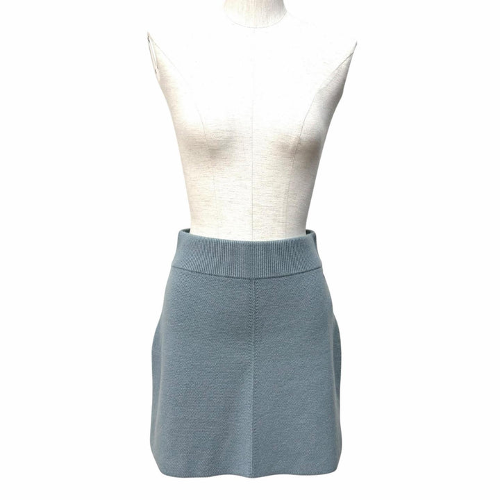 未使用品★HERMES エルメス 22AW 2H2300D1 カシミヤ100％ セリエ金具付き 台形 ニット スカート ブルー 38 英国製 正規品 レディース