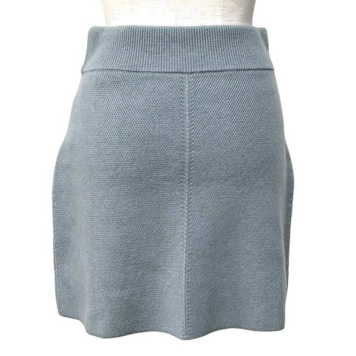 未使用品★HERMES エルメス 22AW 2H2300D1 カシミヤ100％ セリエ金具付き 台形 ニット スカート ブルー 38 英国製 正規品 レディース