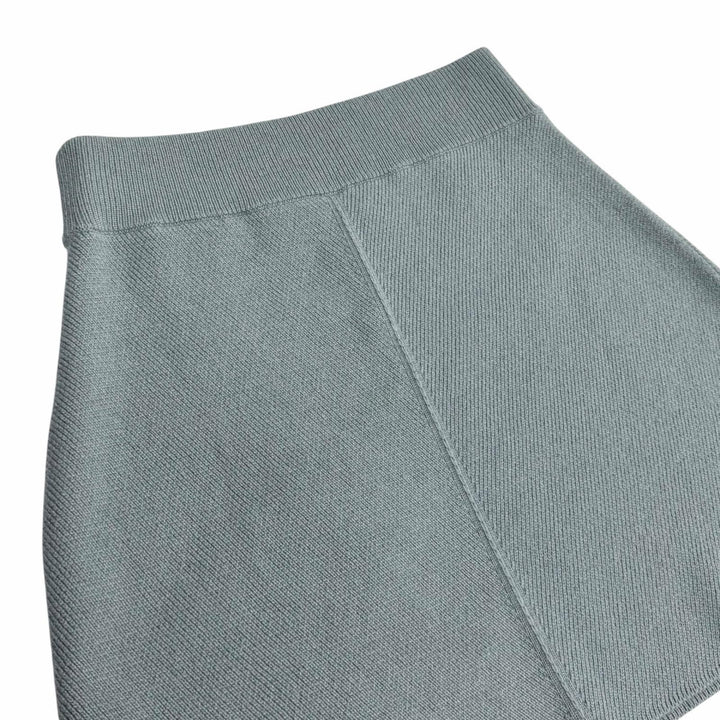 未使用品★HERMES エルメス 22AW 2H2300D1 カシミヤ100％ セリエ金具付き 台形 ニット スカート ブルー 38 英国製 正規品 レディース