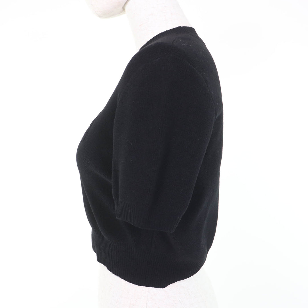 美品☆Alexander Wang アレキサンダーワン 1KC3231037 ロゴ入り ショートスリーブニット クロップド 半袖ニット ブラック S 正規品