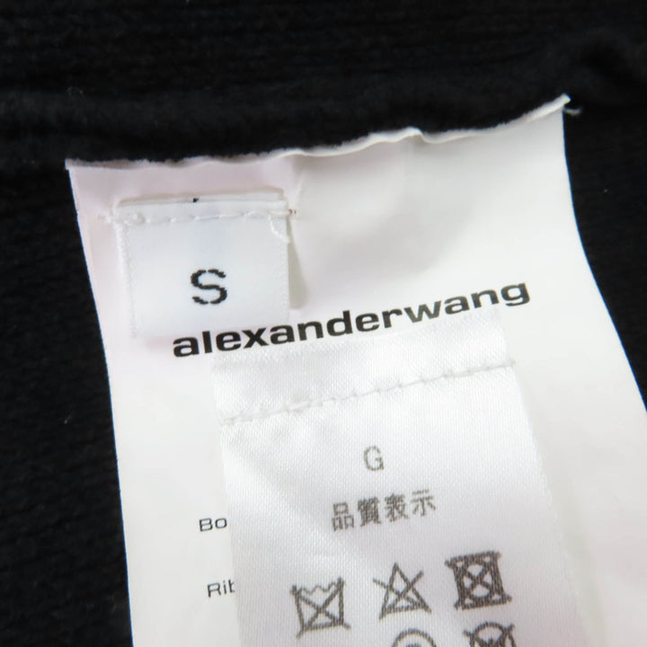 美品☆Alexander Wang アレキサンダーワン 1KC3231037 ロゴ入り ショートスリーブニット クロップド 半袖ニット ブラック S 正規品