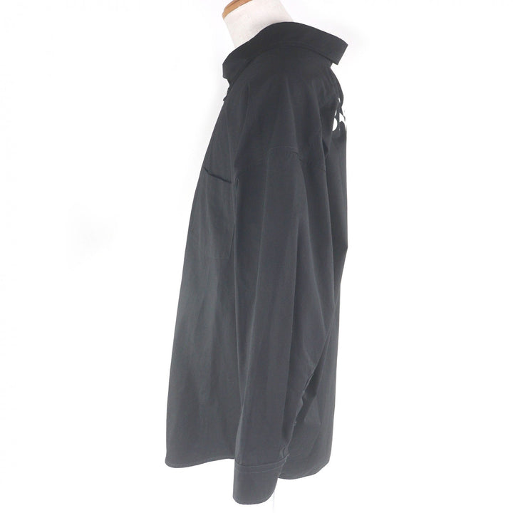 美品□BALENCIAGA バレンシアガ 622050 バックロゴ オーバーサイズ ボタンダウン 長袖シャツ ブラック 34 イタリア製 正規品 メンズ