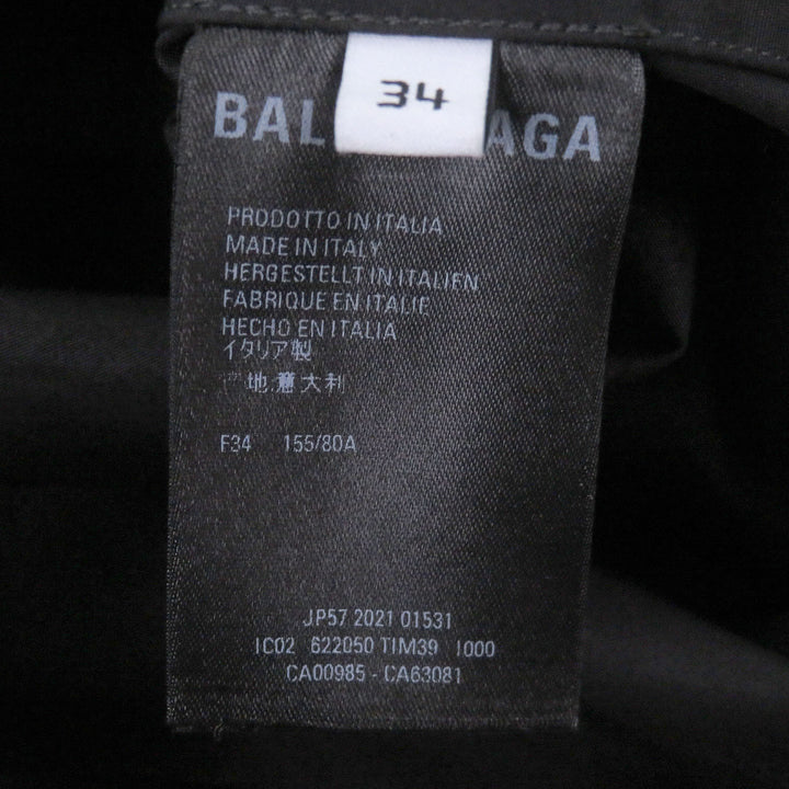 美品□BALENCIAGA バレンシアガ 622050 バックロゴ オーバーサイズ ボタンダウン 長袖シャツ ブラック 34 イタリア製 正規品 メンズ