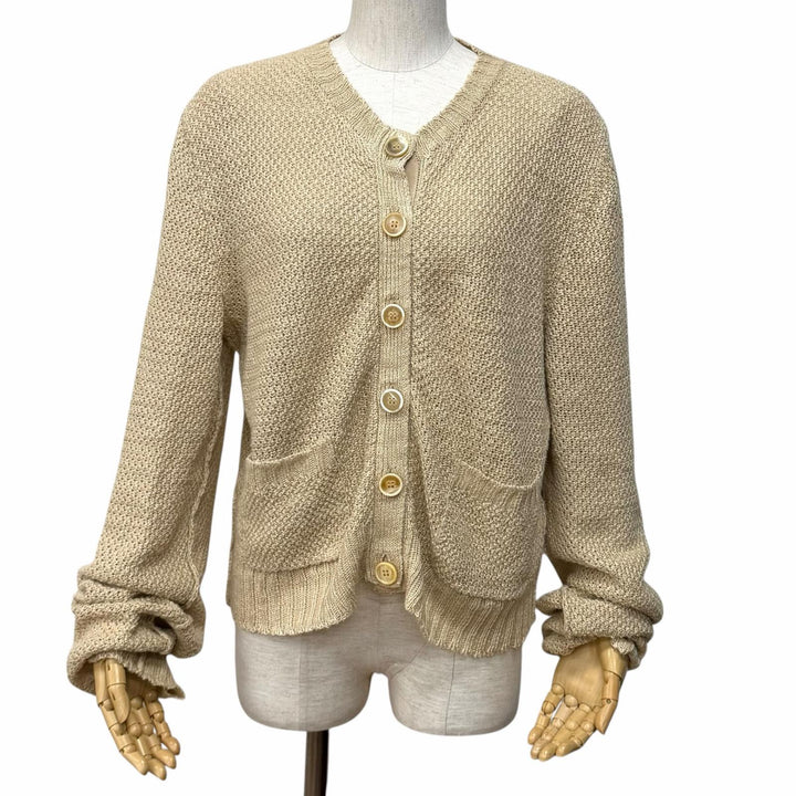 極美品★Maison Margiela 10 メゾンマルジェラ10 23SS S51HP0004 ヘンプ100％ クルーネック 長袖 カーディガン ベージュ S 正規品