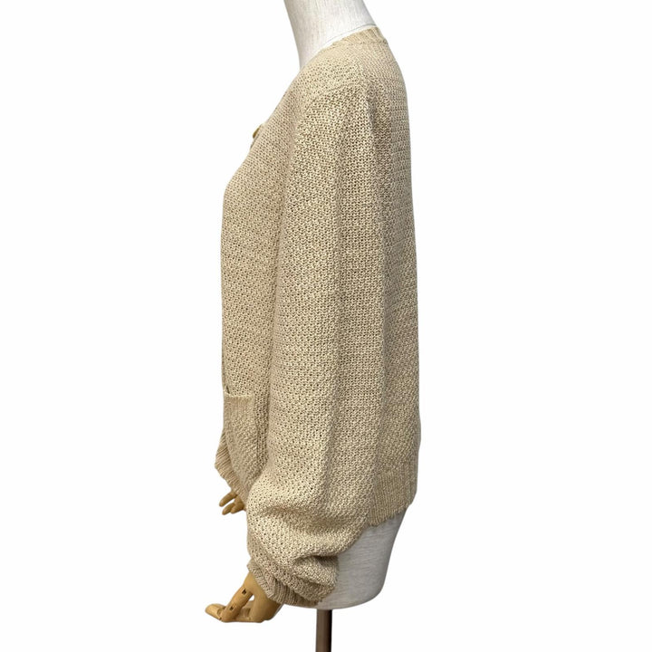 極美品★Maison Margiela 10 メゾンマルジェラ10 23SS S51HP0004 ヘンプ100％ クルーネック 長袖 カーディガン ベージュ S 正規品