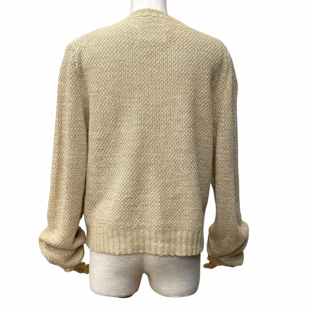 極美品★Maison Margiela 10 メゾンマルジェラ10 23SS S51HP0004 ヘンプ100％ クルーネック 長袖 カーディガン ベージュ S 正規品