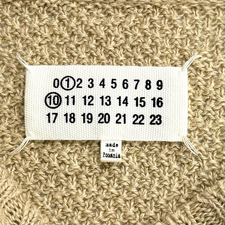 極美品★Maison Margiela 10 メゾンマルジェラ10 23SS S51HP0004 ヘンプ100％ クルーネック 長袖 カーディガン ベージュ S 正規品