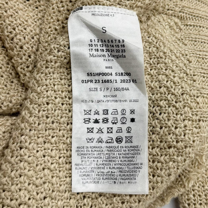 極美品★Maison Margiela 10 メゾンマルジェラ10 23SS S51HP0004 ヘンプ100％ クルーネック 長袖 カーディガン ベージュ S 正規品