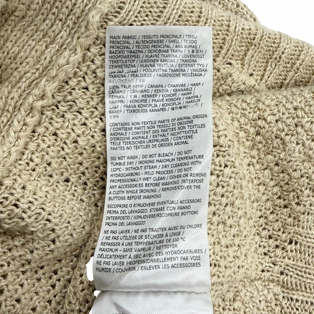 極美品★Maison Margiela 10 メゾンマルジェラ10 23SS S51HP0004 ヘンプ100％ クルーネック 長袖 カーディガン ベージュ S 正規品