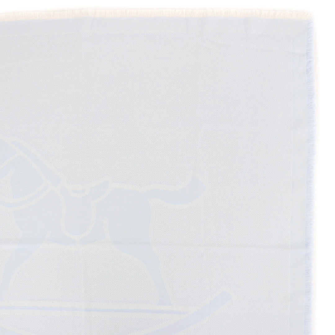 未使用品☆HERMES エルメス ウール100％ ベビーブランケット フリンジ付 ストール ライトブルー 箱付き イタリア製 正規品 レディース
