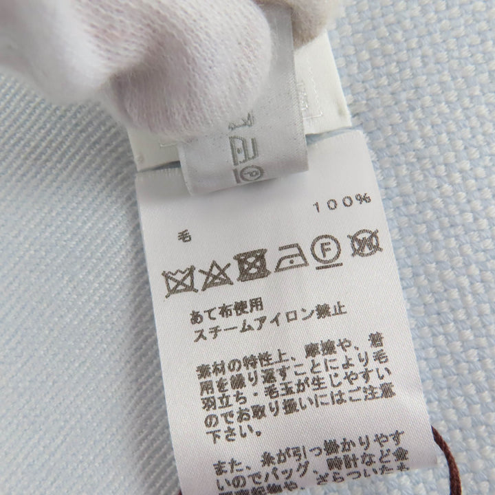 未使用品☆HERMES エルメス ウール100％ ベビーブランケット フリンジ付 ストール ライトブルー 箱付き イタリア製 正規品 レディース