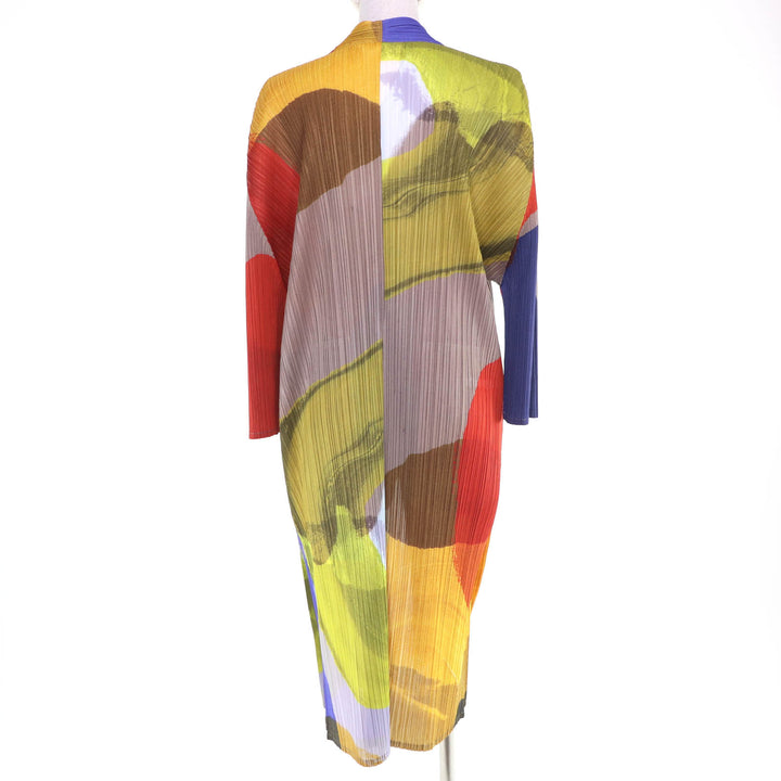 極美品☆PLEATS PLEASE プリーツプリーズ イッセイミヤケ 20SS PP01-JA702 総柄 ロング丈 カーディガン マルチ 3 正規品 レディース