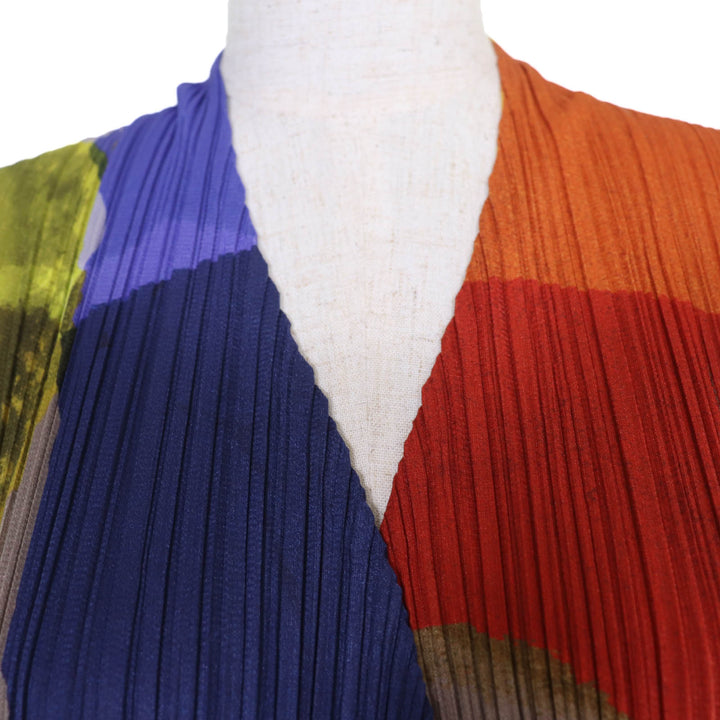 極美品☆PLEATS PLEASE プリーツプリーズ イッセイミヤケ 20SS PP01-JA702 総柄 ロング丈 カーディガン マルチ 3 正規品 レディース