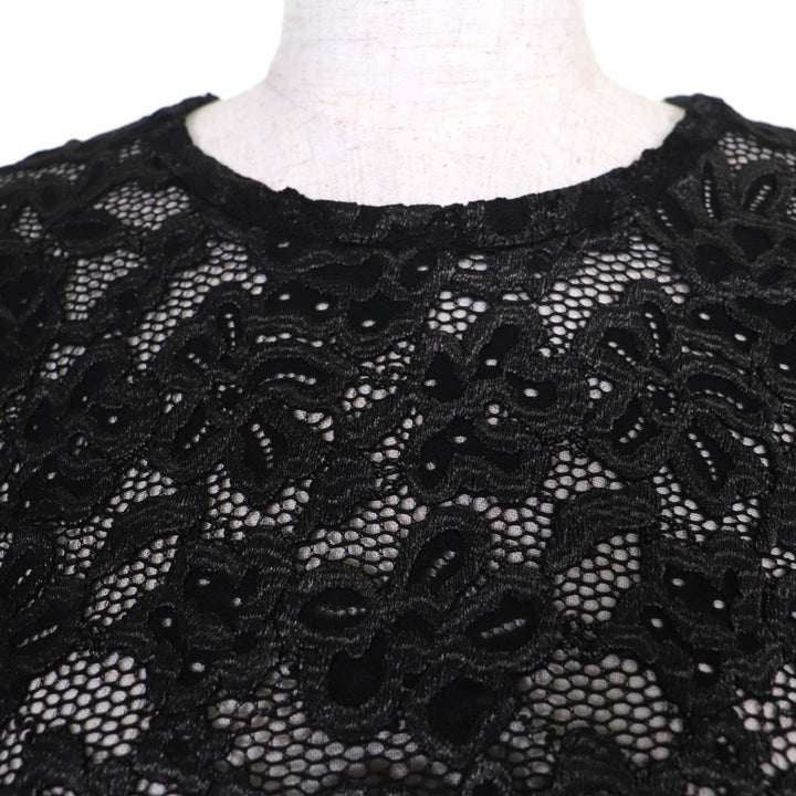 未使用品☆LOUIS VUITTON ルイヴィトン 23SS 1ABDG9 フローラルレース 半袖 カットソー ブラック系 36 イタリア製 正規品 レディース