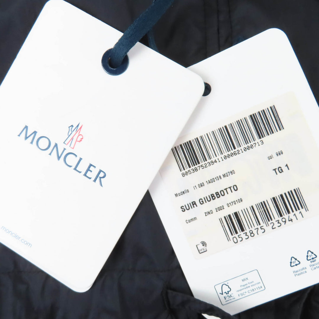 未使用品☆MONCLER モンクレール 23SS SUIR レザーロゴパッチ・フード付 ナイロンジャケット ダークネイビー 1 正規品 レディース